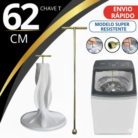Chave T Longa 62cm 10mm Ferramenta Profissional pra Remover Agitador de Máquina de Lavar Brastemp Electrolux