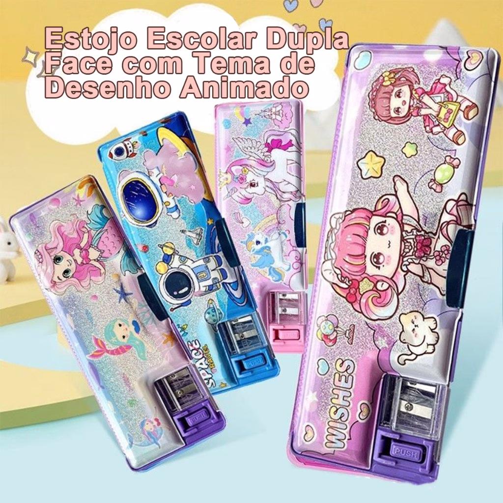 Estojo Escolar Infantil Multifuncional DIY – Com Apontador, Organize Lápis com Facilidade