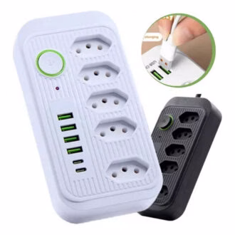 Extensão 5 Tomadas 4 USB 2 TypeC Universal Bivolt 110v/220v 2500W Power 2m Filtro De Linha Segurança
