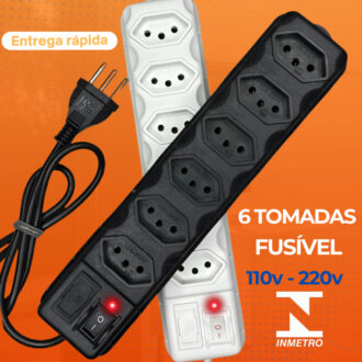 FILTRO DE LINHA RÉGUA DE TOMADAS 6, 5, 4 e 3 tomadas tripolar 10 Amperes com fusível