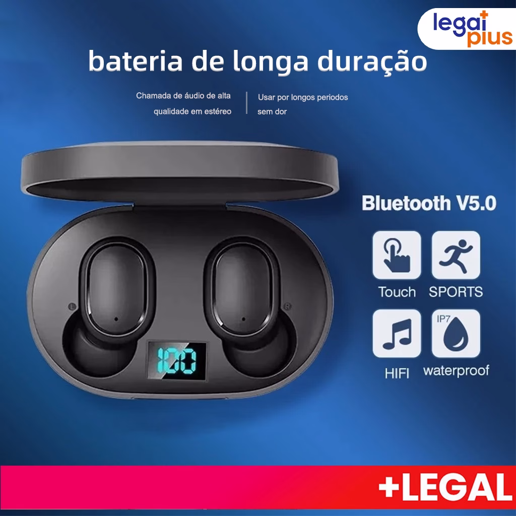 Fone De Ouvido Sem Fio E6s/A6S TWS Bluetooth 5.0 Tws Com Tela LED Digital