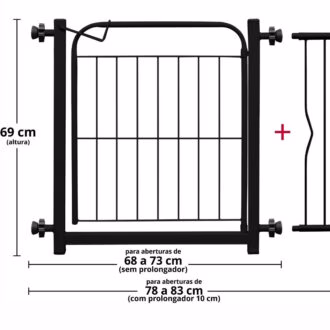 Grade Portão Proteção Pet Cachorro 69 A 84 Cm Criança Cães