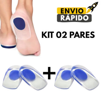 Kit 2 Pares Calcanheira de Silicone Gel Ortopédica Esporão Dor Anti Impacto