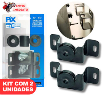 Kit 2 Unidades Suporte Tv E Monitor Fixo Universal LED / LCD - Original PIX 10 24 32 43 50 55 até 85" Parede ou Painel
