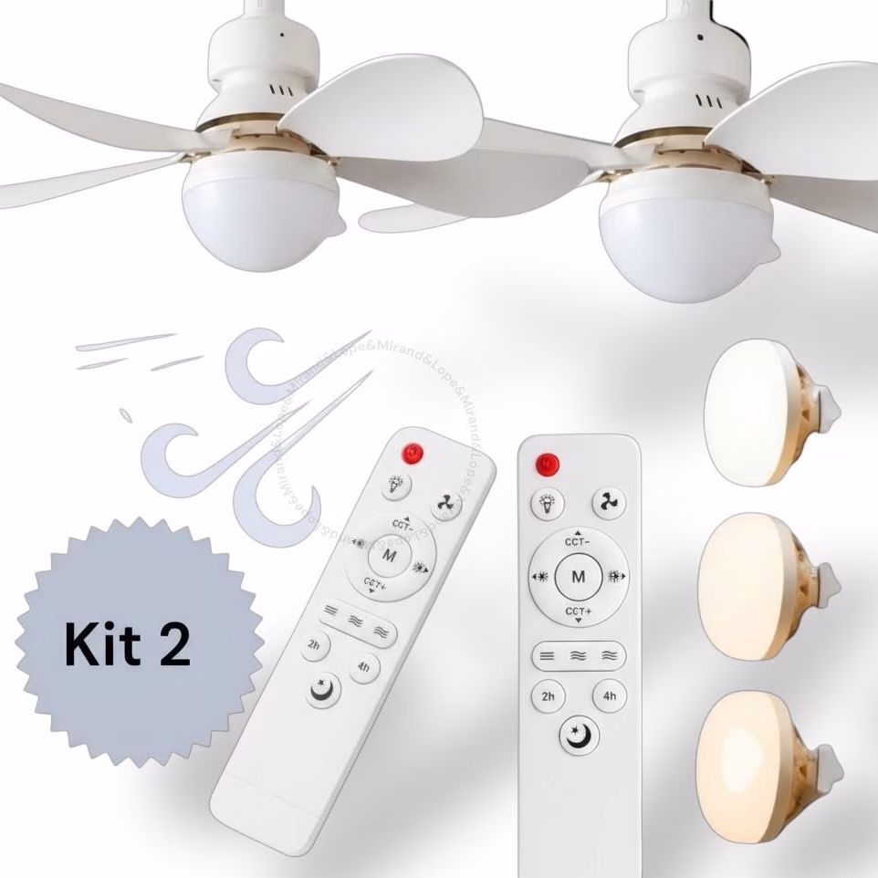 KIT 2 Ventilador de Teto Moderno com Luz LED, Controle Remoto, 6 Hélices | Bivolt 110w-220w 03