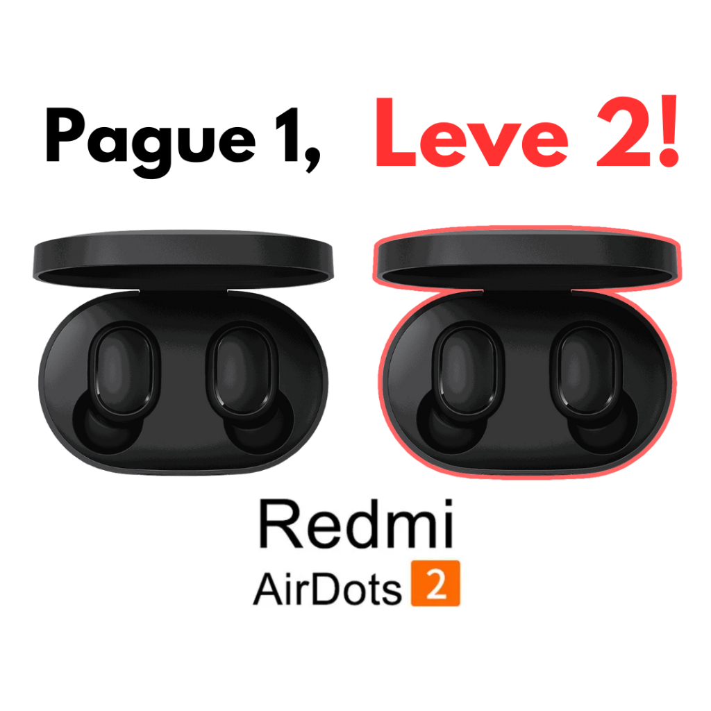 Kit 2x Fone de ouvido Xiaomi Redmi Airdots 2 Bluetooth 5.0 Gamer sem fio