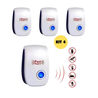 KIT Repelente Eletrônico Ultrassônico Mosca Pernilongos Baratas Morcegos