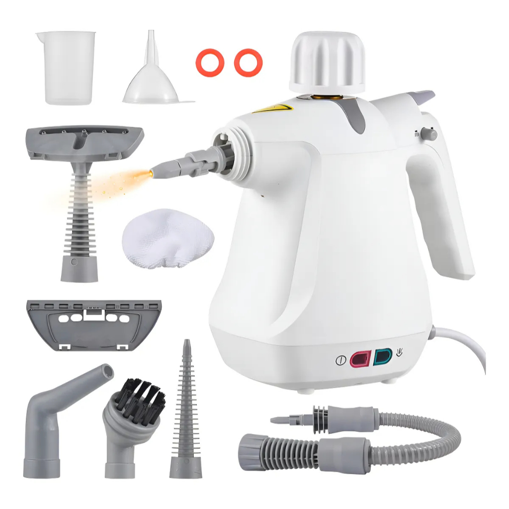 Limpador A Vapor Portátil Pressurizado Para Múltiplas Superfícies Com 11 Acessórios, Reservatório De 350ml