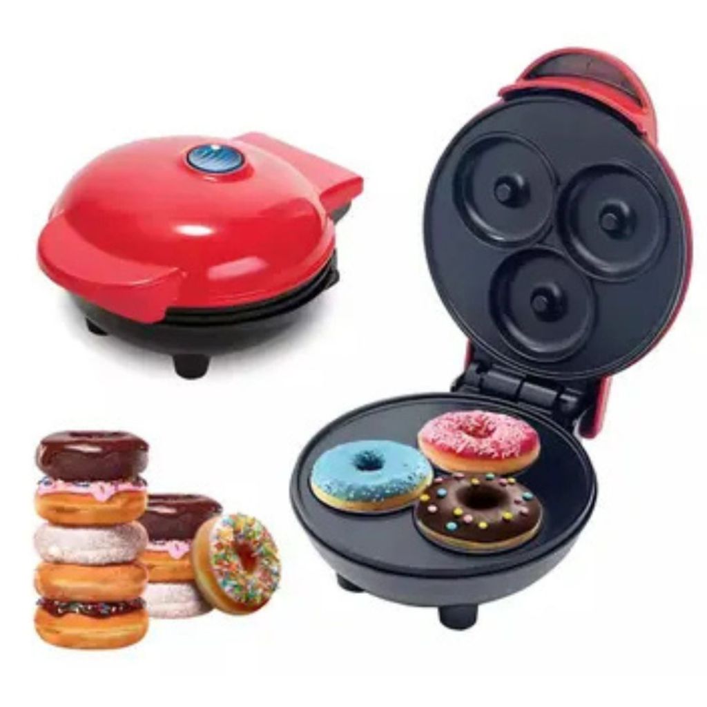 Mini Máquina de Donuts Elétrica 3 Furos Cozimento Rápido 110V_XHL