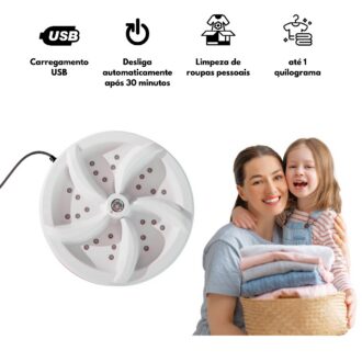 Mini Máquina de Lavar Roupas Panos Toalhas no Balde Portátil Ultrassônica Lavanderia USB
