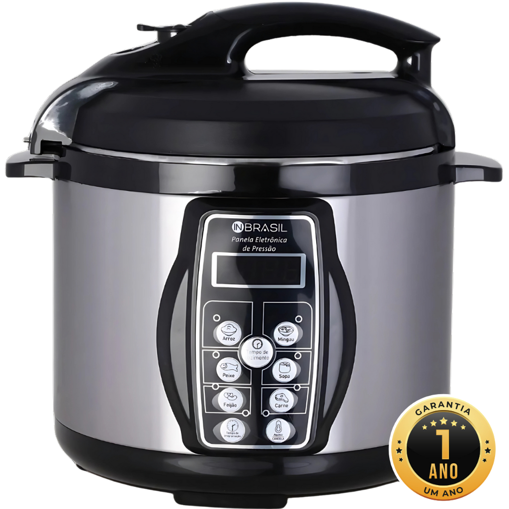 Panela De Pressão Elétrica Inox - 4 Litros - Multifuncional Digital - In Brasil