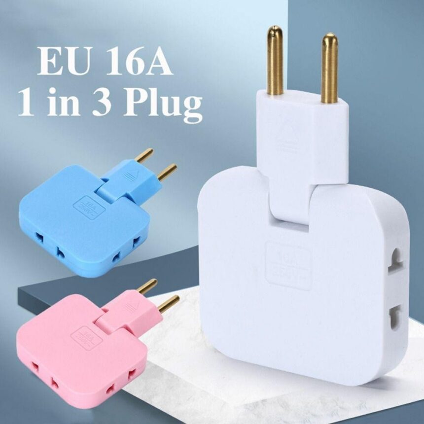 Pino Adaptador Tomada 16A Articulado Flexível Dobrável Prático com 3 Saídas