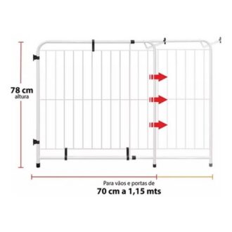 Portão Grade Proteção Expansivo Grande Para Criança/ Cachorro/Pet De 70 A 115 Cm