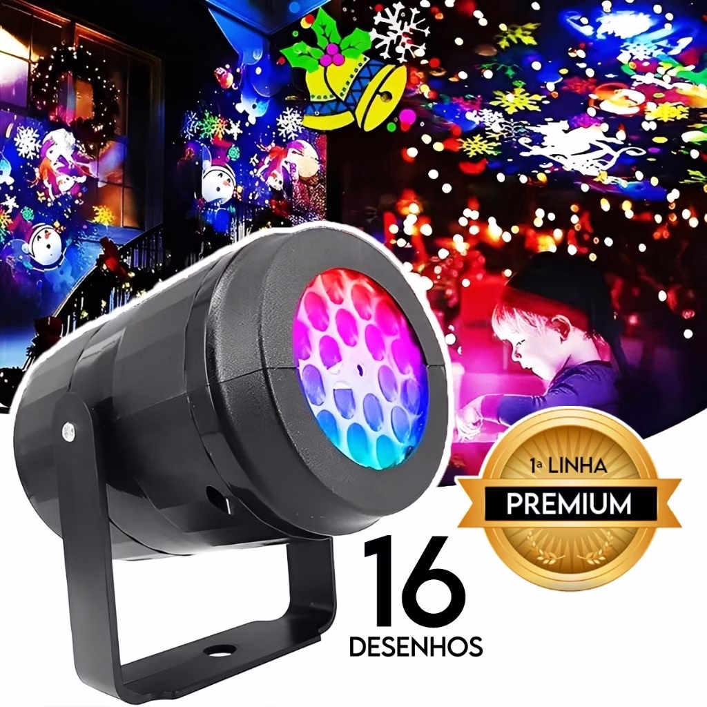 Projetor Led Natal Laser 16 Desenhos Giratório Luz de Festa Jardim Refletor Bivolt