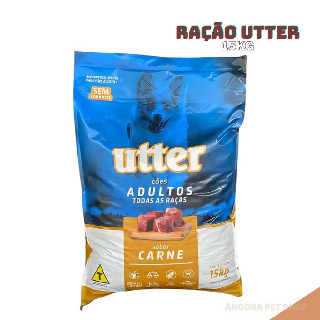 Ração Utter Cães Adultos Sabor Carne e Alta Qualidade - 15kg