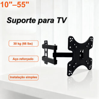 Suporte TV Articulado Parede 10–55” VESA 75x75/100x100/200x200, 30kg, Inclina e Gira