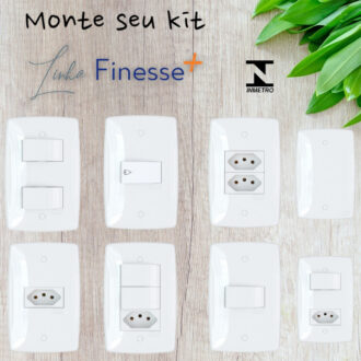 Tomada 10A 20A Interruptores Simples e Paralelo Placas e Campainha - Linha Finesse+ Blux