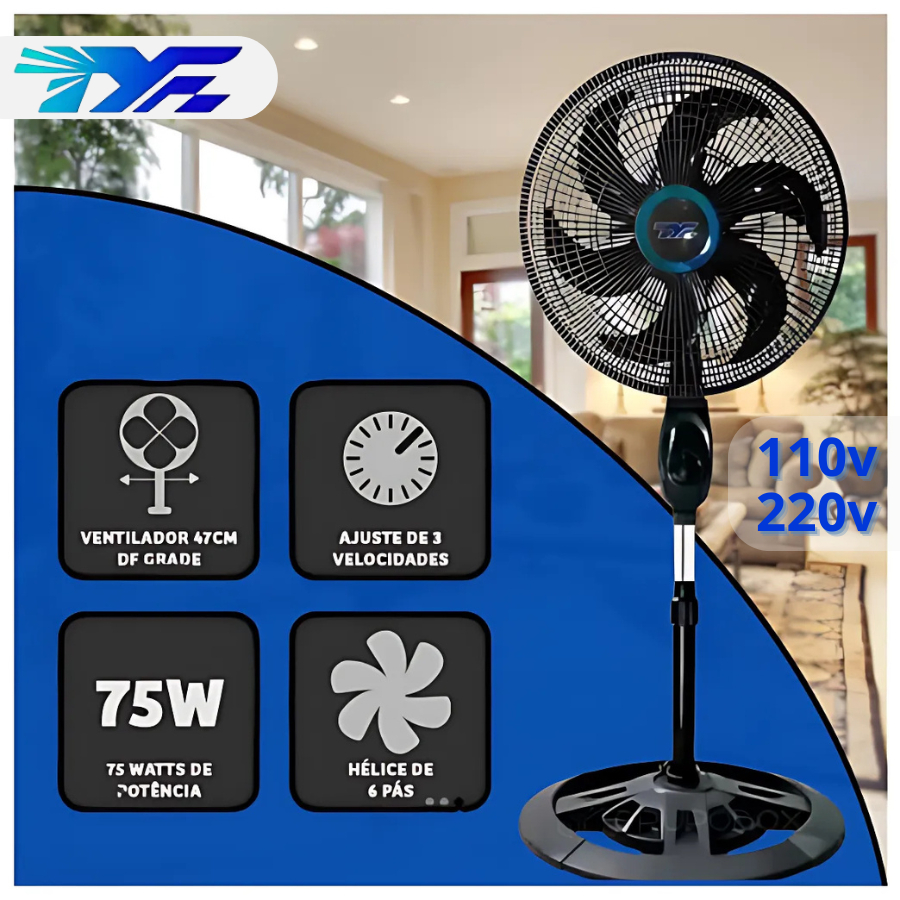 Ventilador de Coluna 47cm-127cm ajuste de altura livremente, ventilador de pé 110v/220v