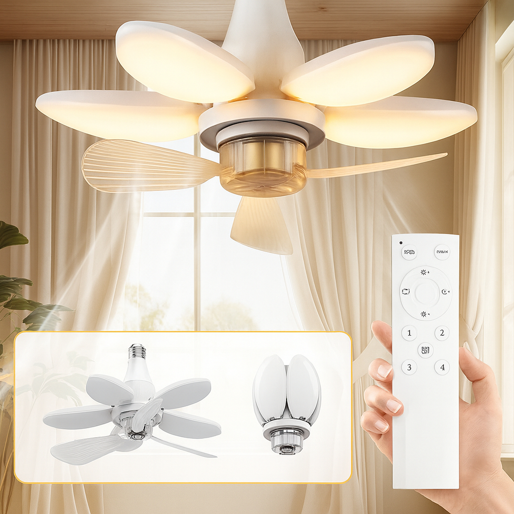 Ventilador de Teto com Iluminação Lampadas LED Laminas Rotativas
