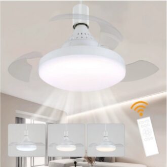 Ventilador De Teto Retratil 30W Lâmpada 3 Cores E27 Silencioso Bivolt Com Controle