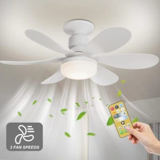 Ventilador de Teto Wind Light 6 Pás | Silencioso com Controle Remoto + Lâmpada LED