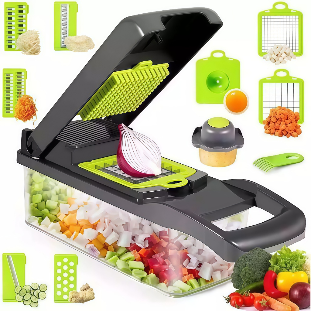 Fatiador Profissional Multifuncional De Aço Inoxidável 16 Em 1 Para Vegetais/Frutas/Legumes