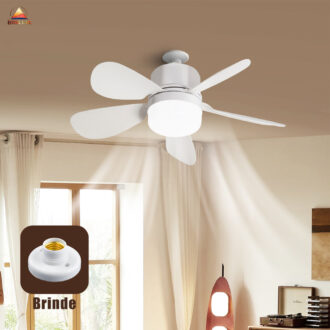 Ventilador de Teto com Luz para Pequenos Espaços Silencioso Controle Remoto Instalação Fácil Bivolt