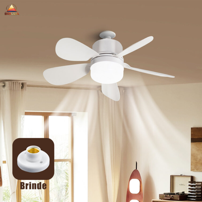 Ventilador de Teto com Luz para Pequenos Espaços Silencioso Controle Remoto Instalação Fácil Bivolt