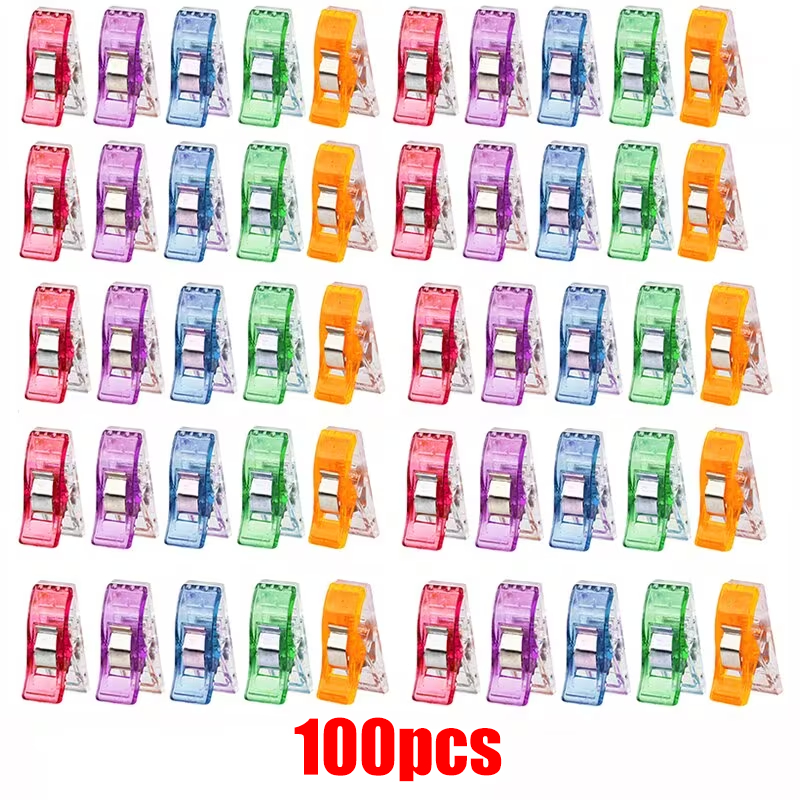 25/100PCS Clipes de Costura Prendedor De Tecido Coloridos Multiuso Plástico para Artesanato Patchwork e Decoração