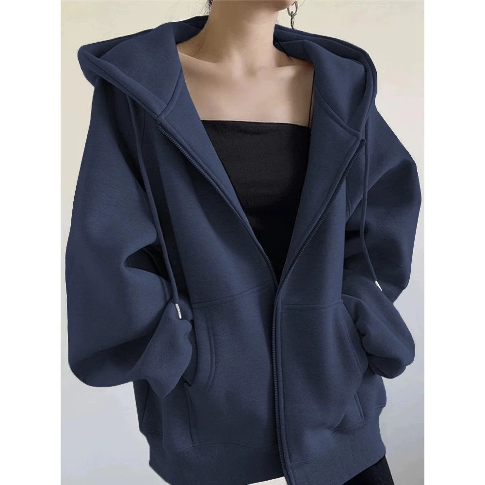 Blusa Moletom Feminina Flanelada Fechamento Em Zíper Casual