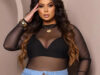 Body De Tule Plus Manga Longa Transparente Blusa Balada
