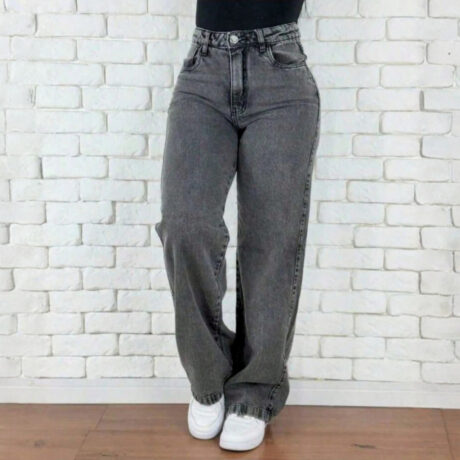 Calça Jeans Feminina Wide Leg Premium Cintura Alta Levanta Bumbum