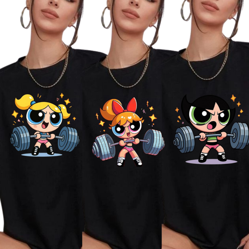 Camiseta Feminina Preta 100% Algodão Academia Docinho Florzinha Lindinha Look Treino Confortavél